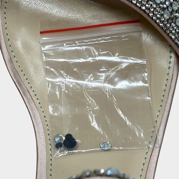 Betsey Johnson Sparkly Block Heel 11 Rhinestone Sliver Evening - Picture 11 of 11